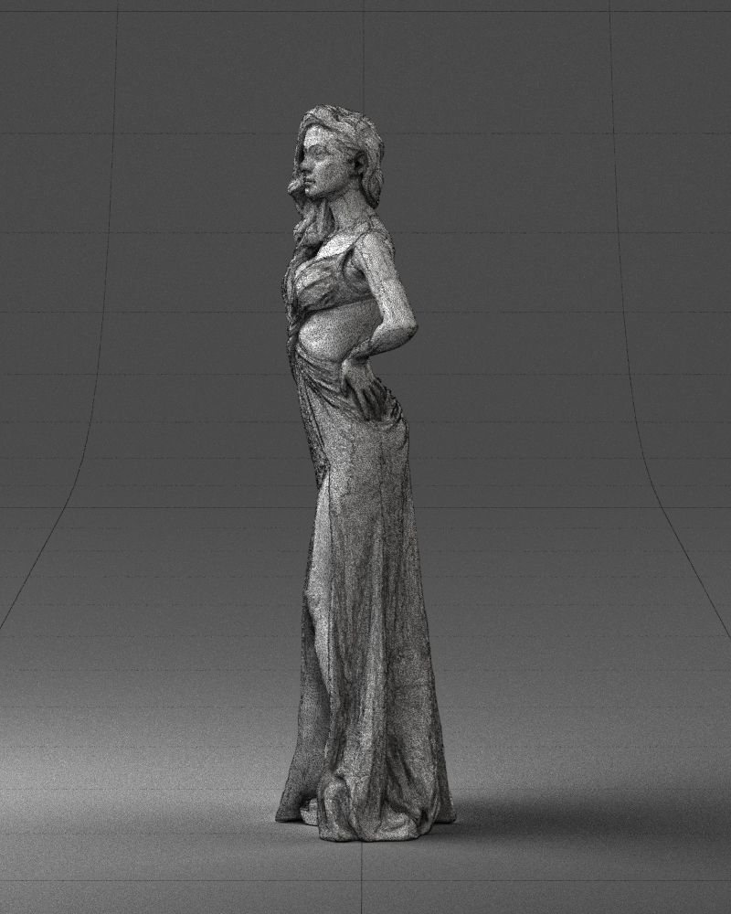 Brown-haired girl in yellow dress 0311 3D Print Ready 3D print model_29