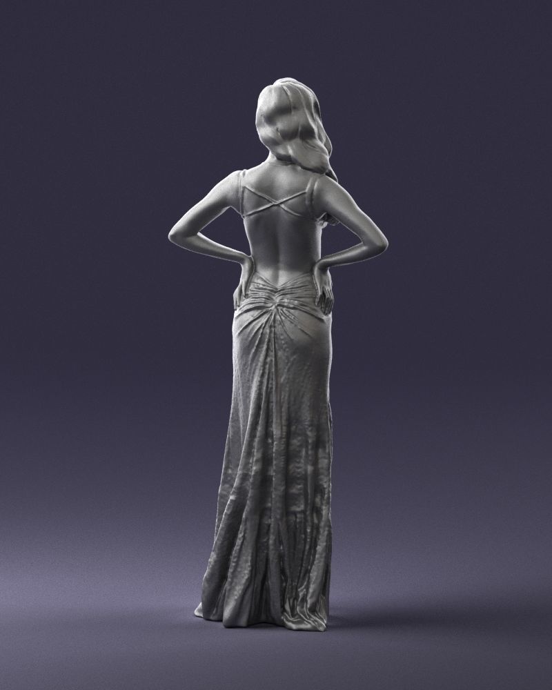 Brown-haired girl in yellow dress 0311 3D Print Ready 3D print model_19