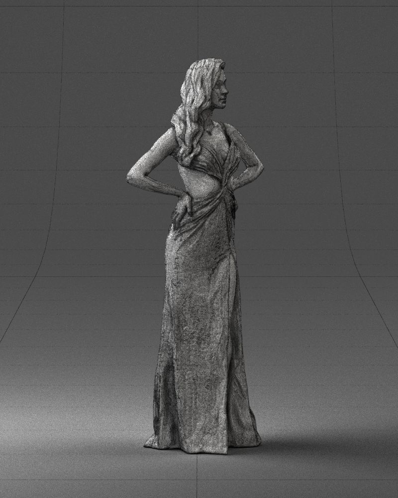 Brown-haired girl in yellow dress 0311 3D Print Ready 3D print model_11