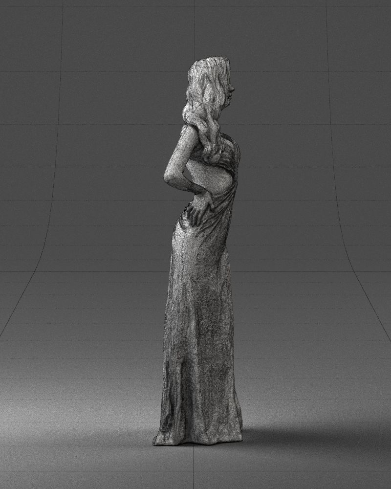 Brown-haired girl in yellow dress 0311 3D Print Ready 3D print model_14