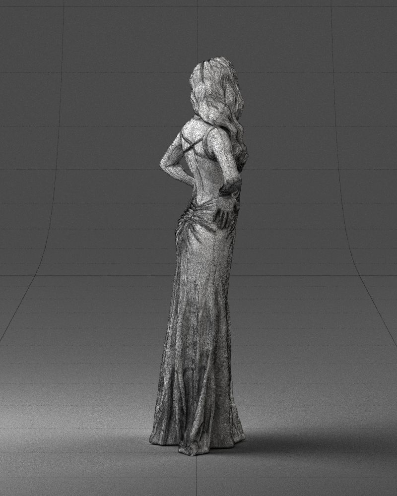 Brown-haired girl in yellow dress 0311 3D Print Ready 3D print model_17