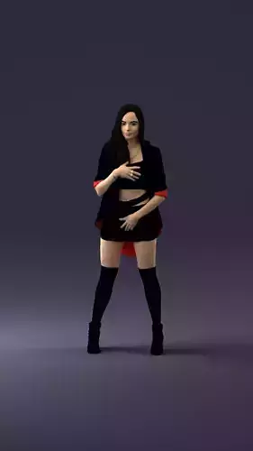 Brunette girl in high boots 0336 3D Print Ready