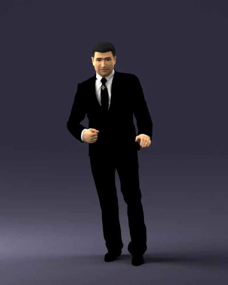 Brunette in black suit 0479 3D model