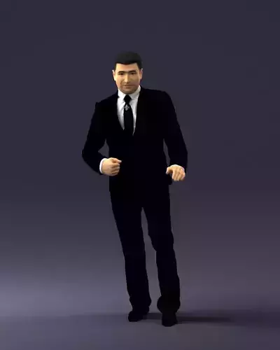 Brunette in black suit 0479 3D print ready