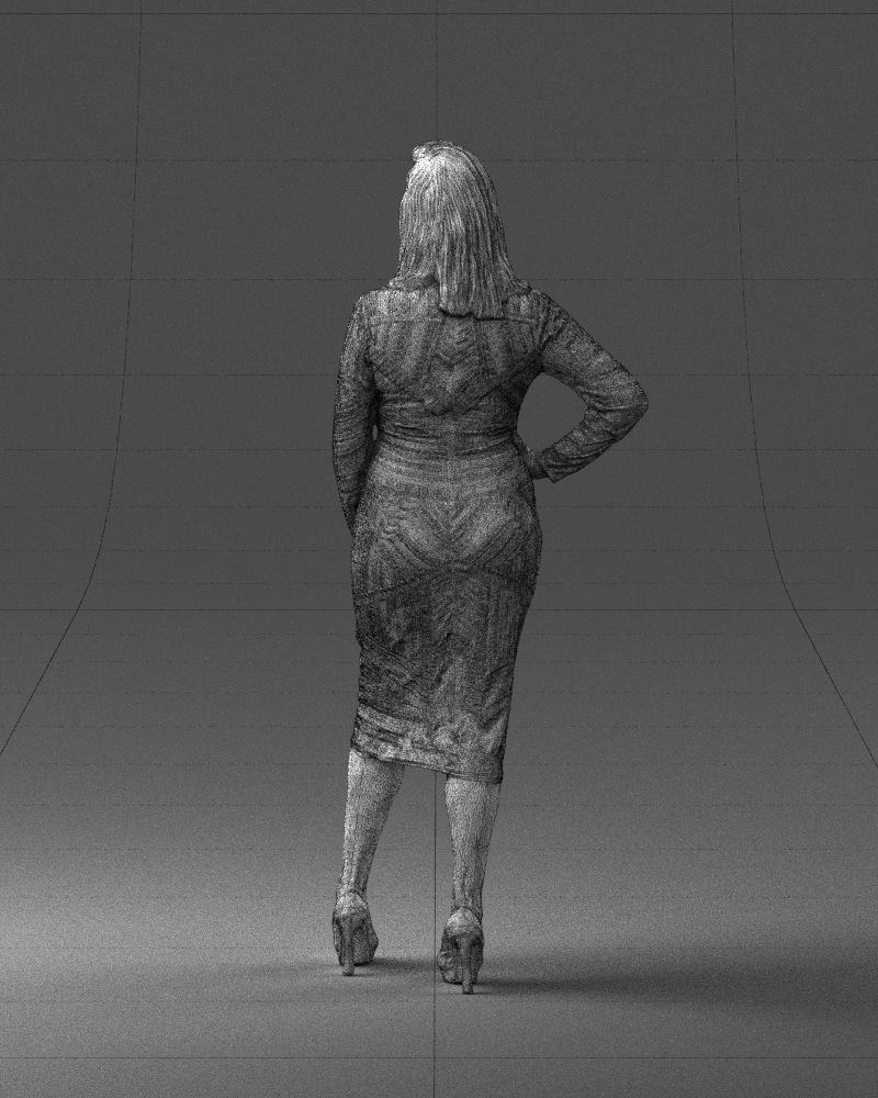 Brunette woman in a multicolored dress 0308 3D model_20