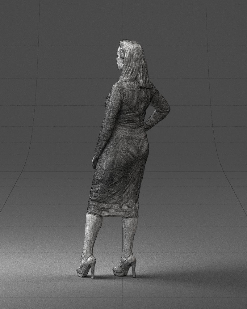 Brunette woman in a multicolored dress 0308 3D model_23