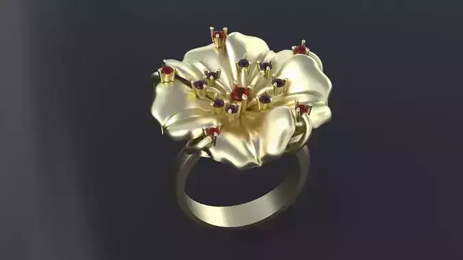  Designer ring with transform-flower  for cnc or