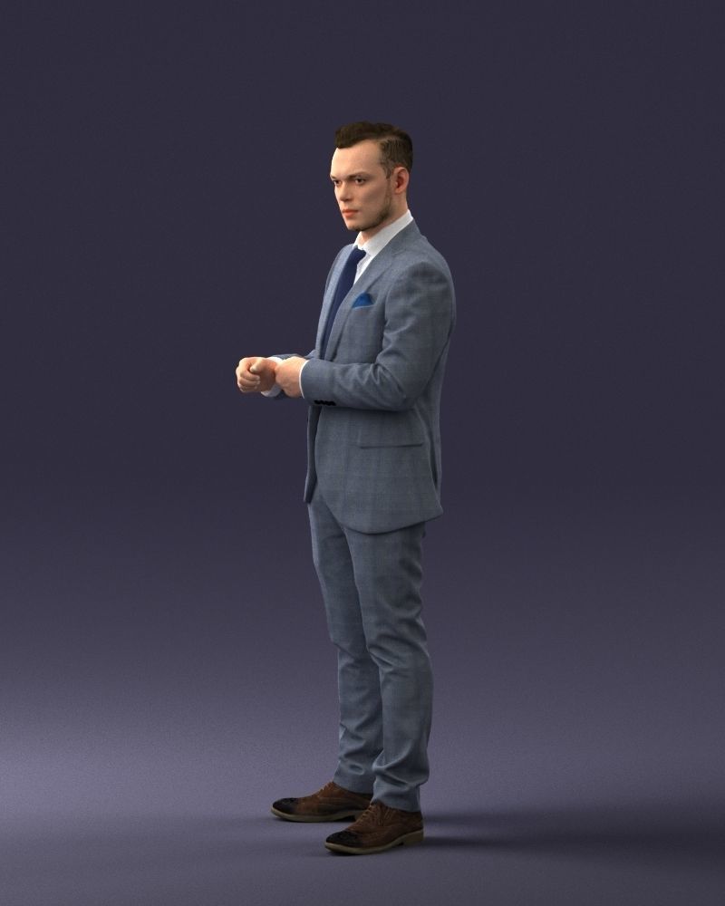 000133 Businessman in Blue Suit 0607 3D model_30