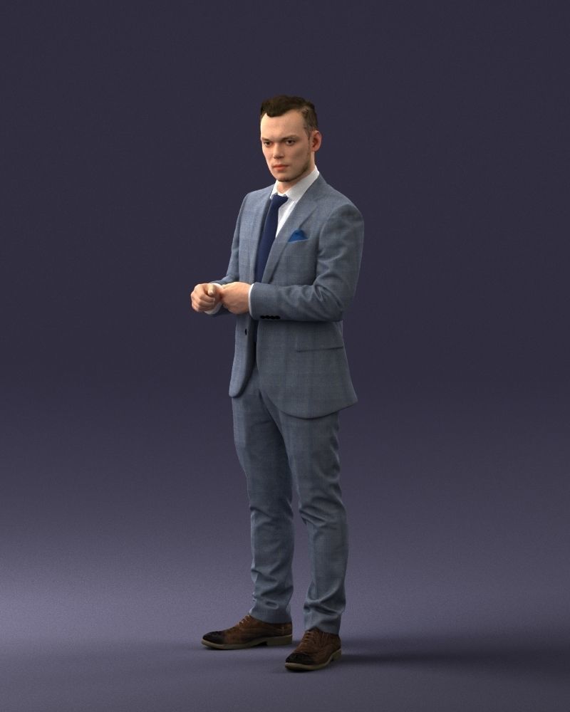 000133 Businessman in Blue Suit 0607 3D model_33