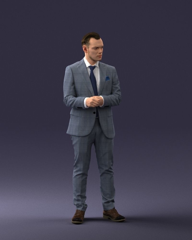 000133 Businessman in Blue Suit 0607 3D model_9