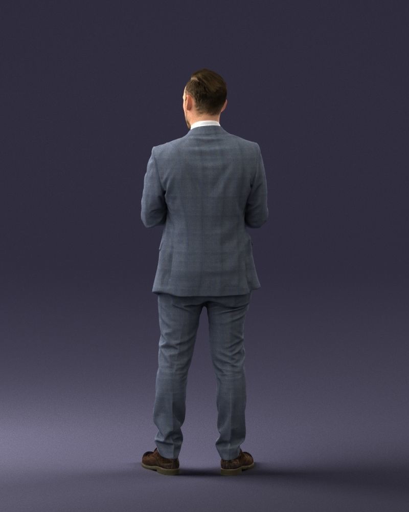 000133 Businessman in Blue Suit 0607 3D model_21