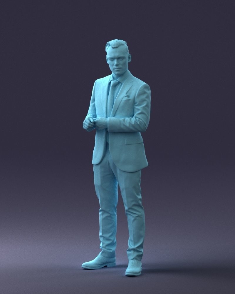 000133 Businessman in Blue Suit 0607 3D model_4