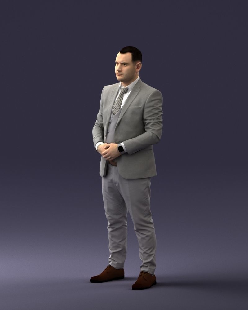 000147 Businessman in Grey Suit 0709 3D model_30