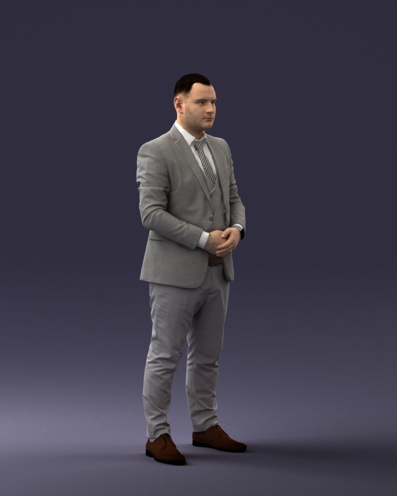 000147 Businessman in Grey Suit 0709 3D model_9