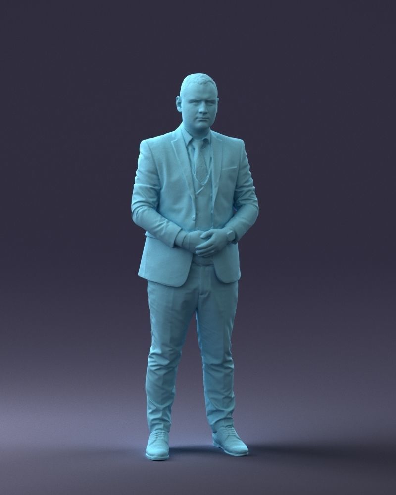 000147 Businessman in Grey Suit 0709 3D model_7