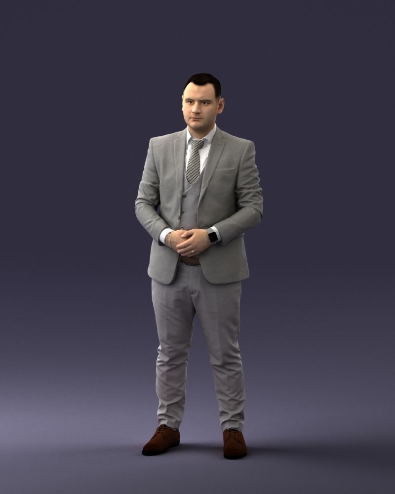 000147 Businessman in Grey Suit 0709 3D model_36