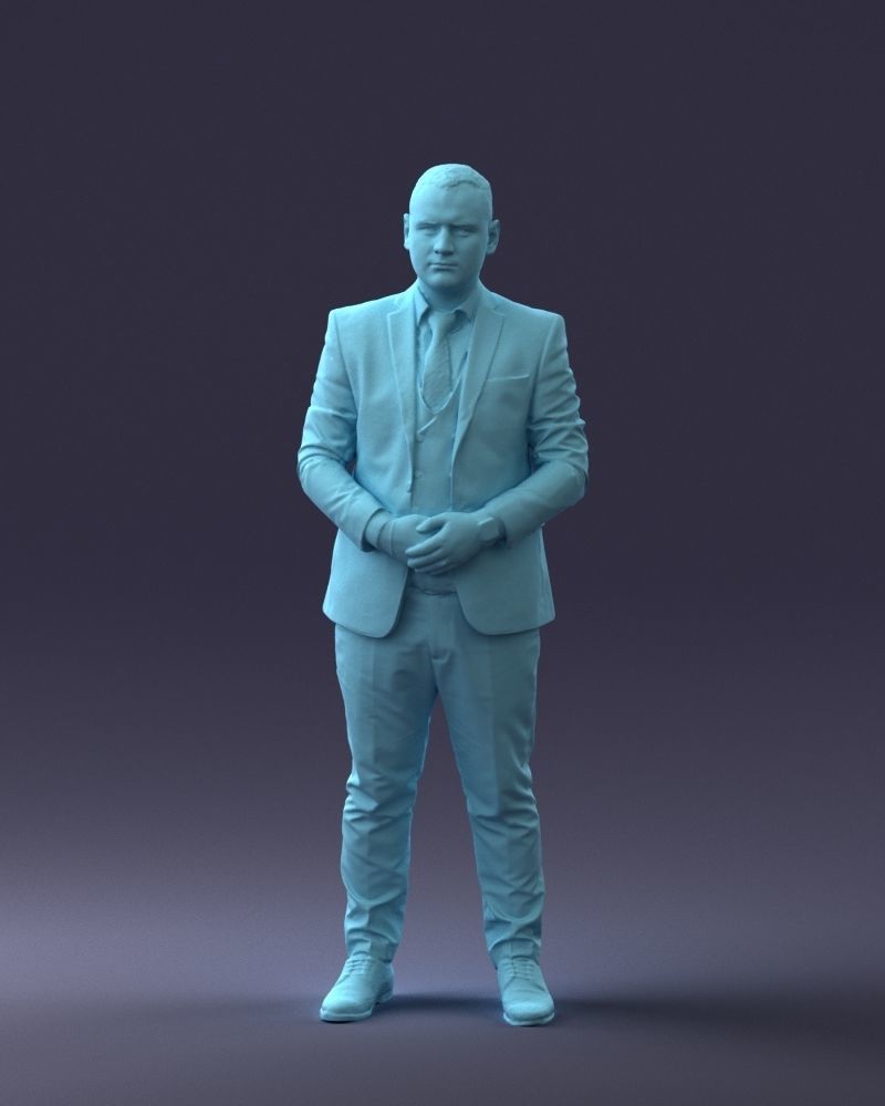 000147 Businessman in Grey Suit 0709 3D model_4
