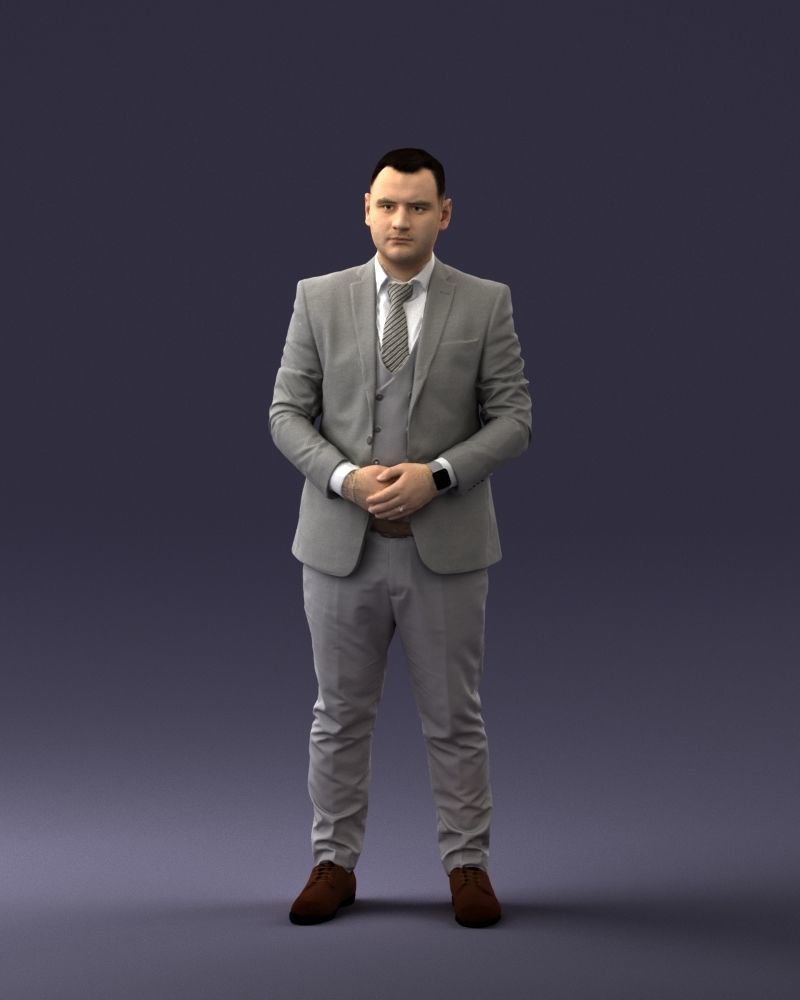 000147 Businessman in Grey Suit 0709 3D model_3