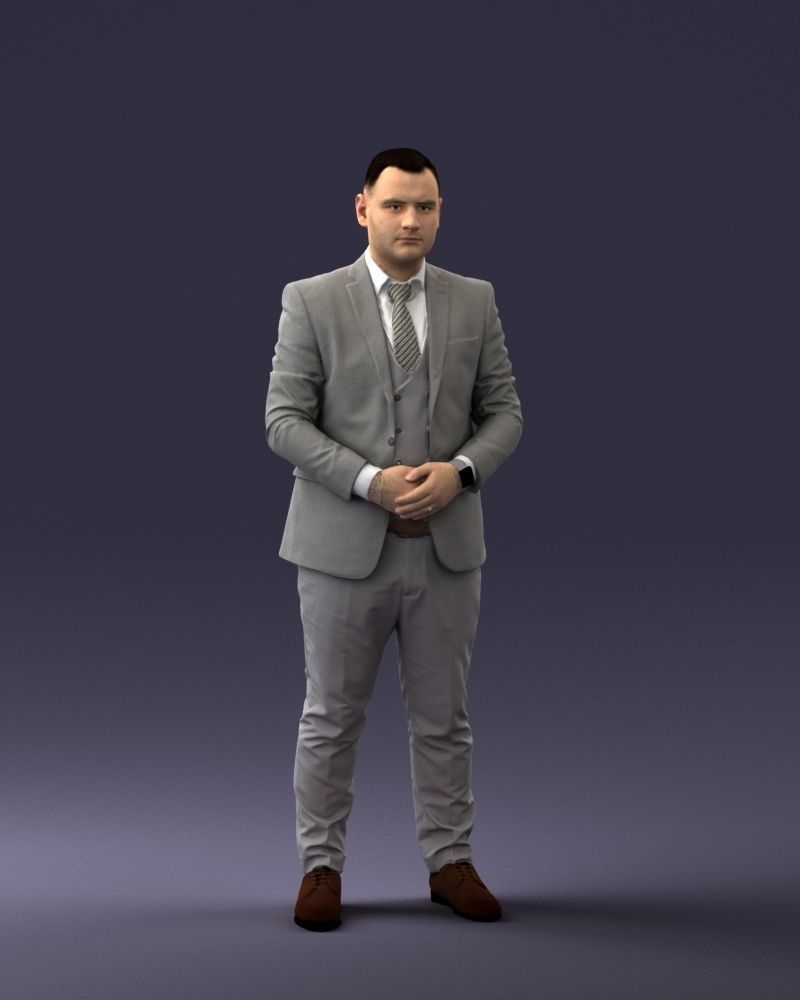 000147 Businessman in Grey Suit 0709 3D model_6