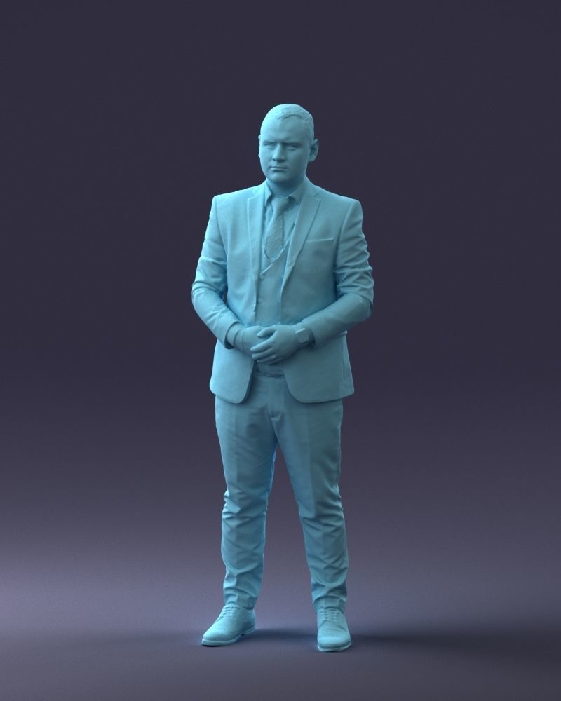000147 Businessman in Grey Suit 0709 3D model_1