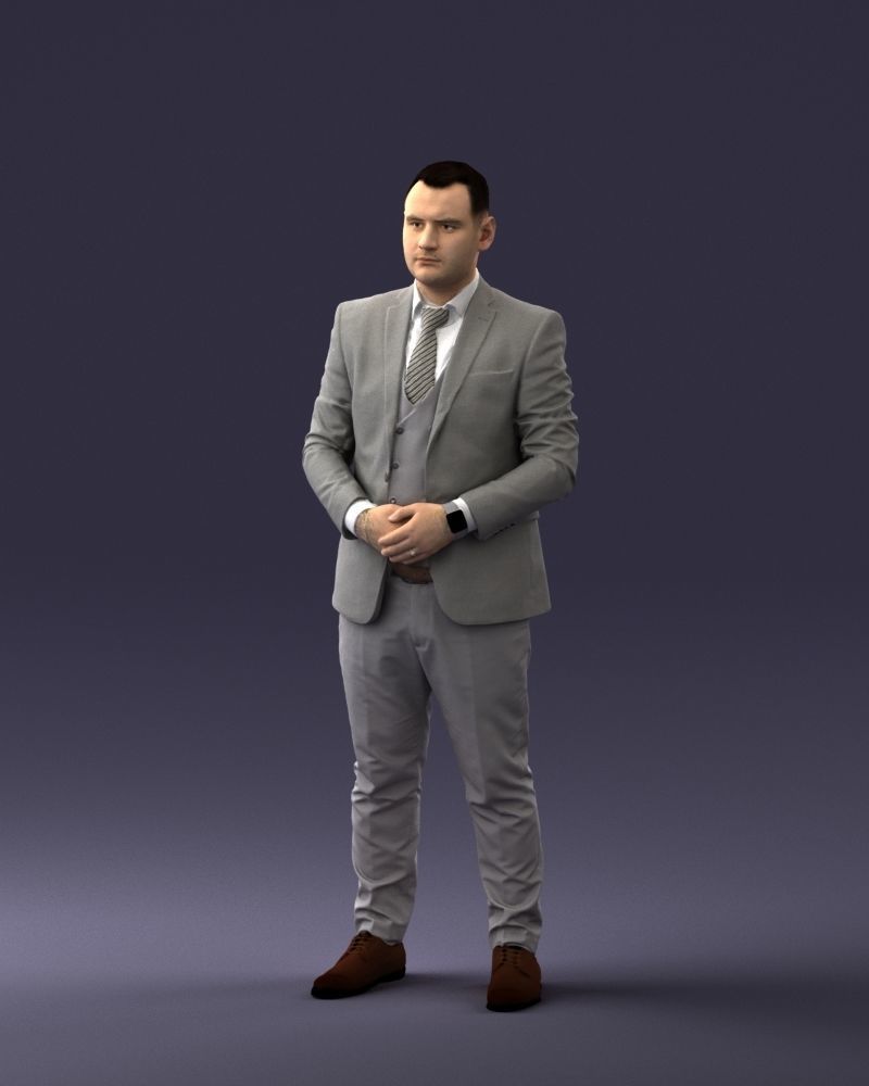 000147 Businessman in Grey Suit 0709 3D model_33