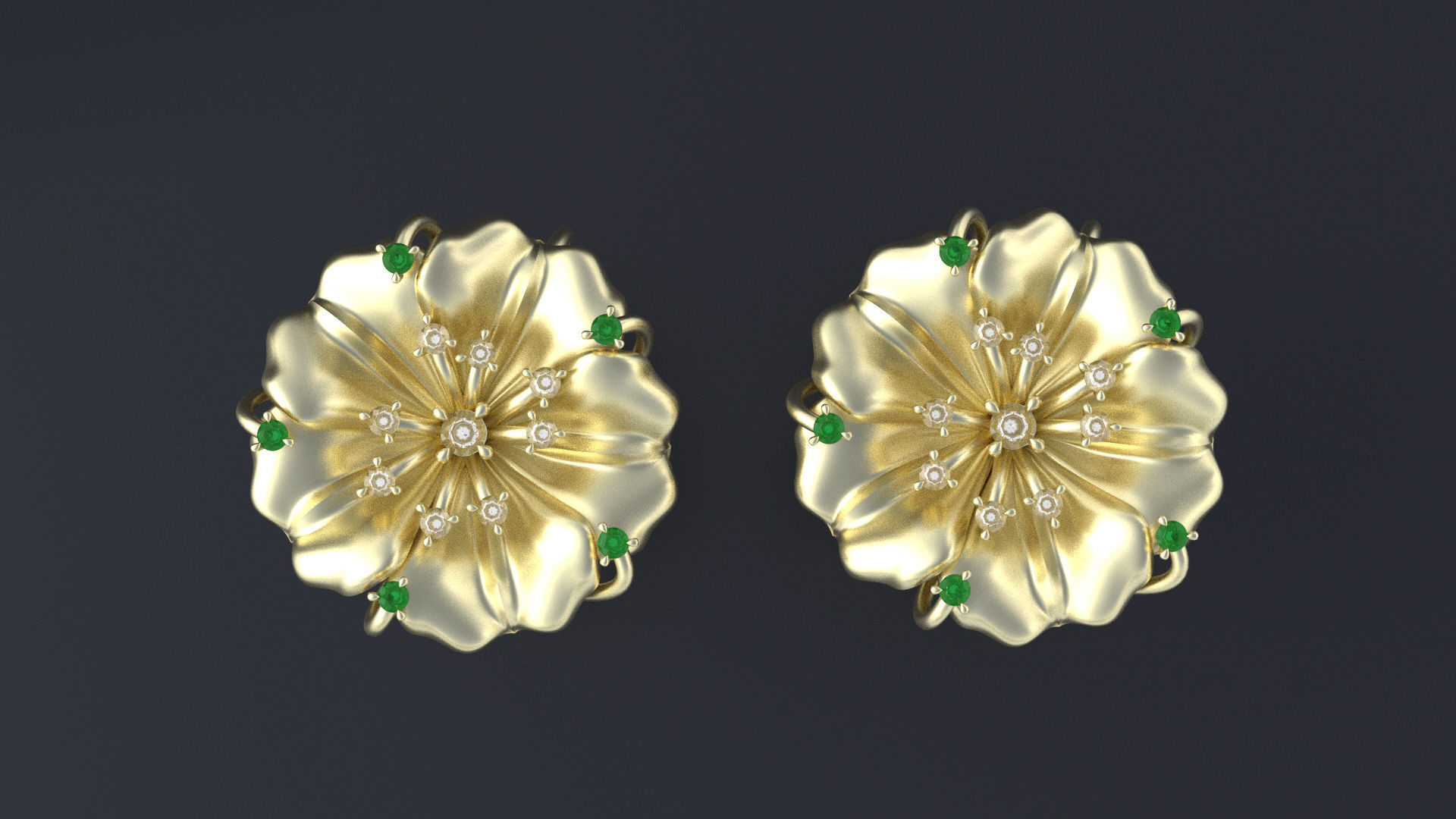 Designer earring with transform-flower for cnc or 3D print model_9