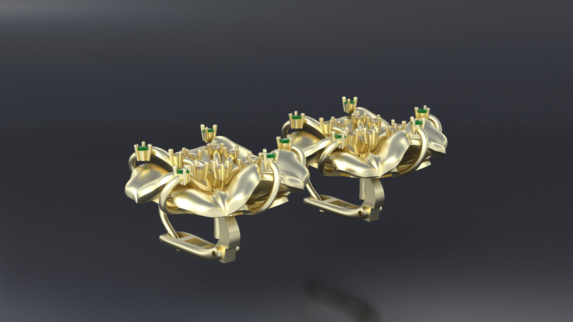 Designer earring with transform-flower for cnc or 3D print model_7