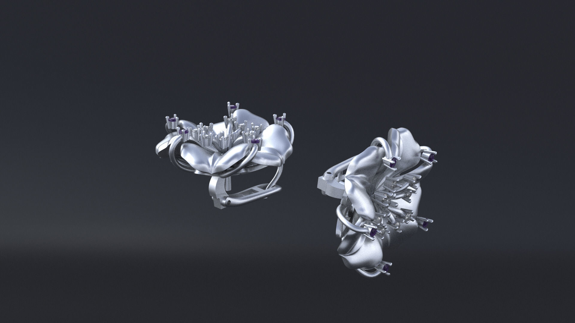 Designer earring with transform-flower for cnc or 3D print model_11