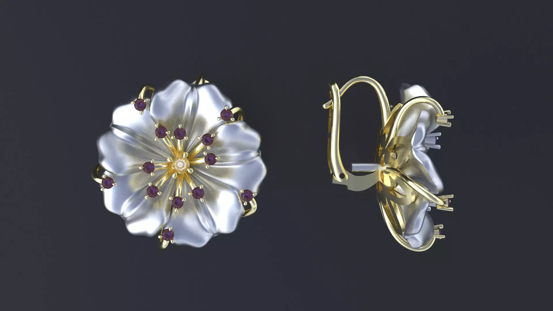 Designer earring with transform-flower for cnc or 3D print model_0