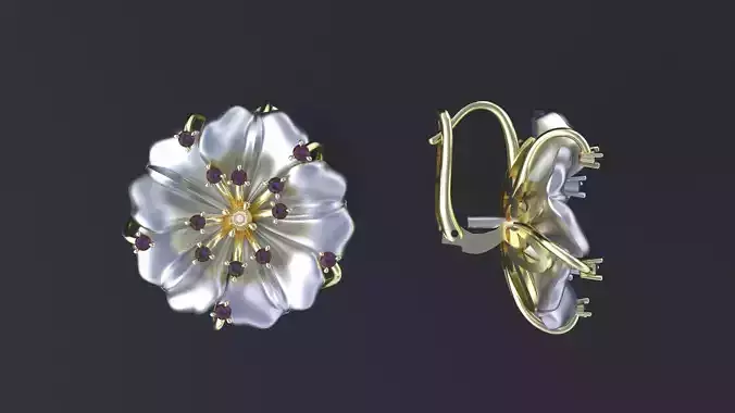 Designer earring with transform-flower  for cnc or  3D print model