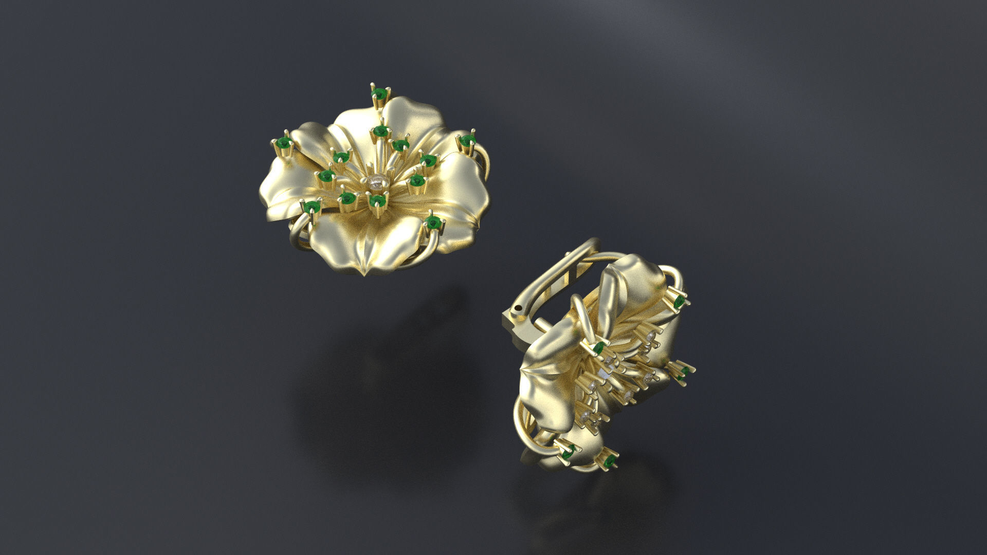 Designer earring with transform-flower for cnc or 3D print model_5