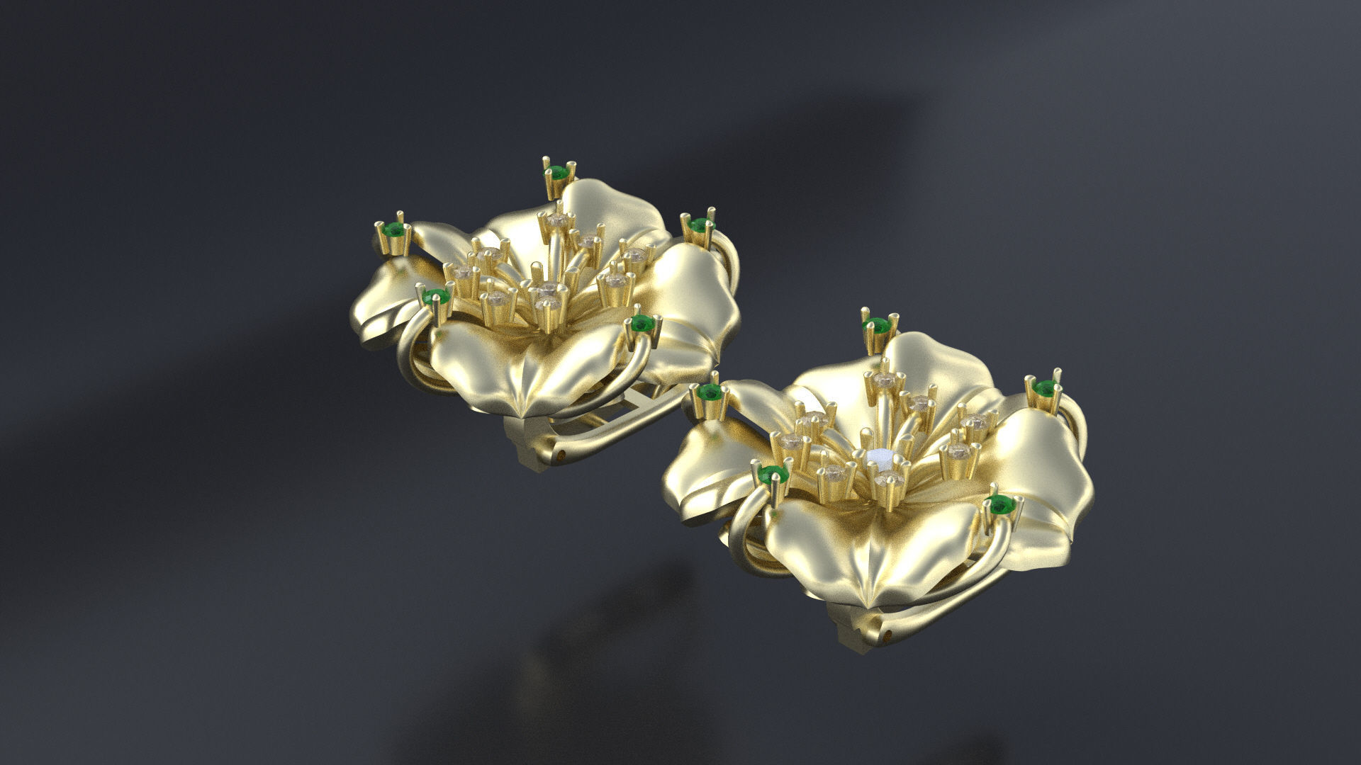 Designer earring with transform-flower for cnc or 3D print model_6