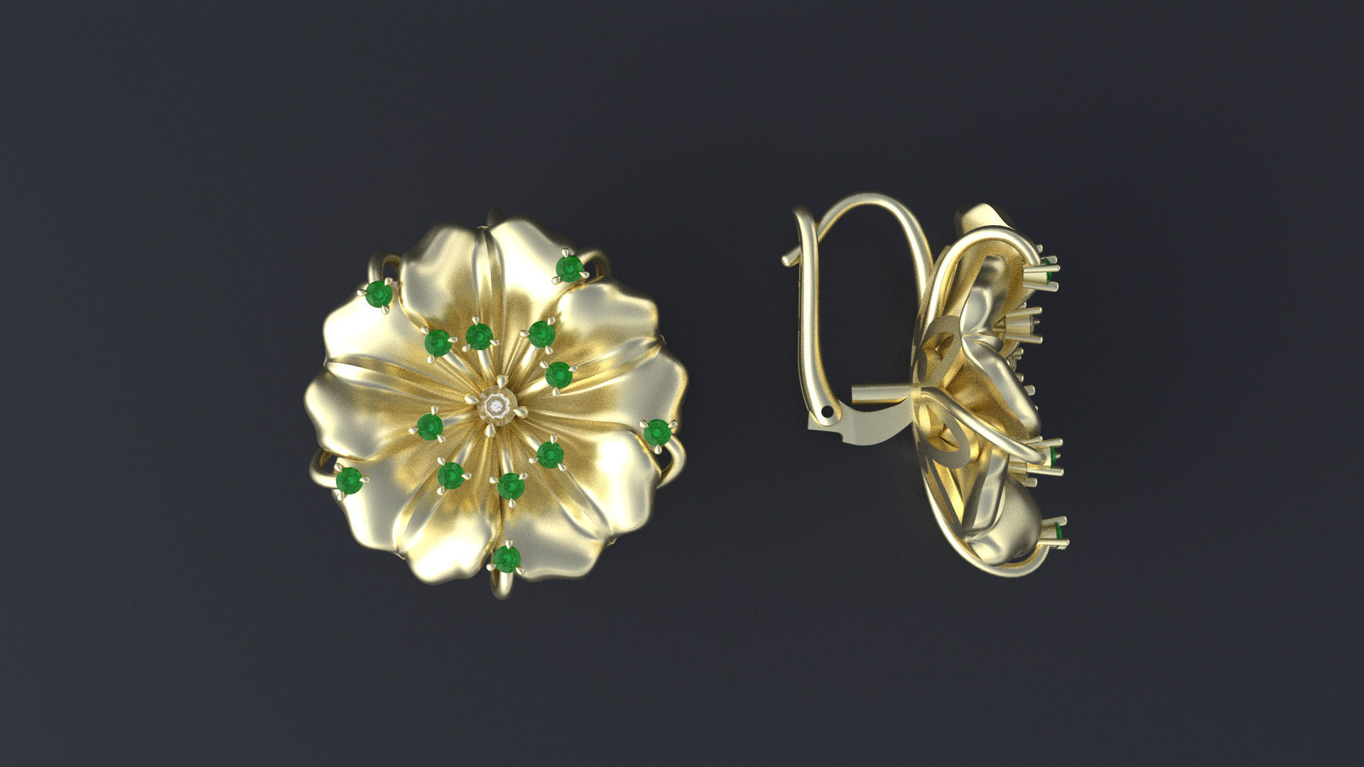 Designer earring with transform-flower for cnc or 3D print model_4