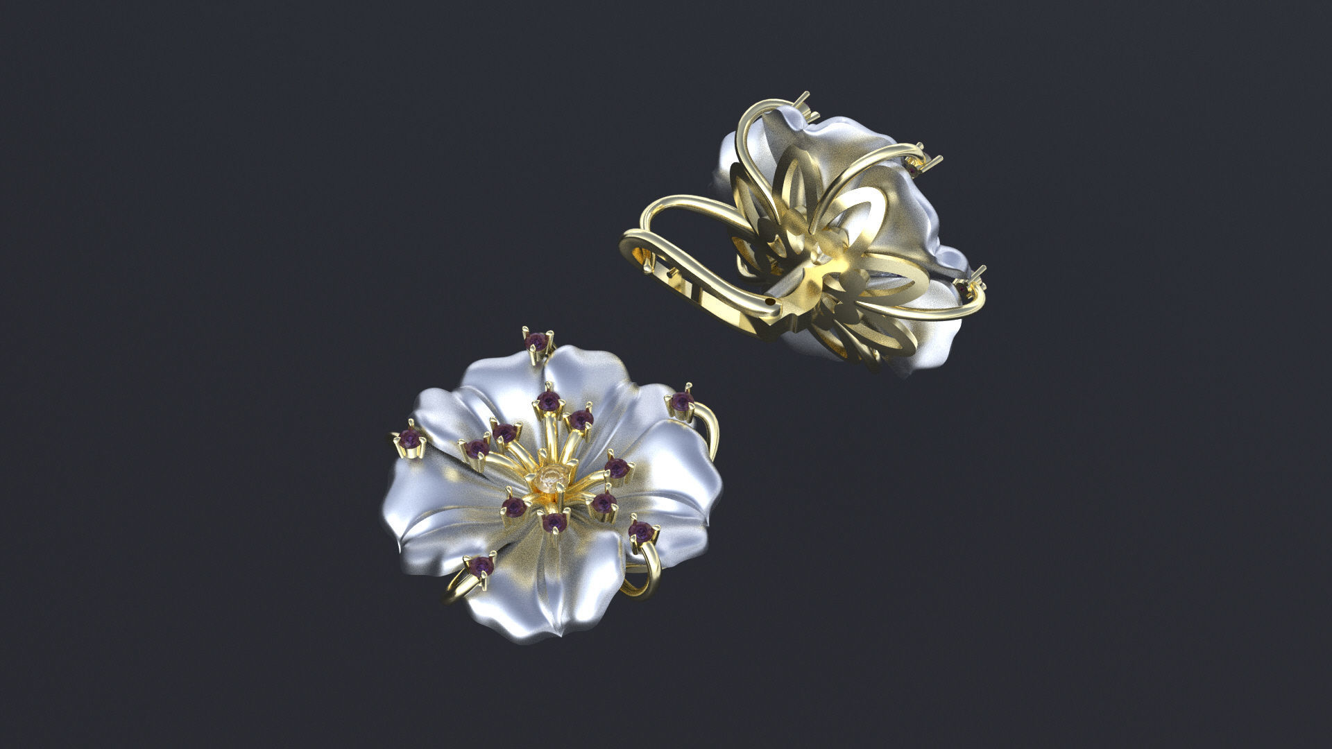Designer earring with transform-flower for cnc or 3D print model_1