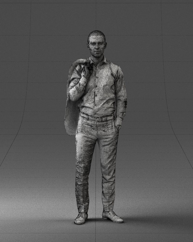 000243 Man in White Shirt with Jacket Over Shoulder 0116 3dp 3D print model_2