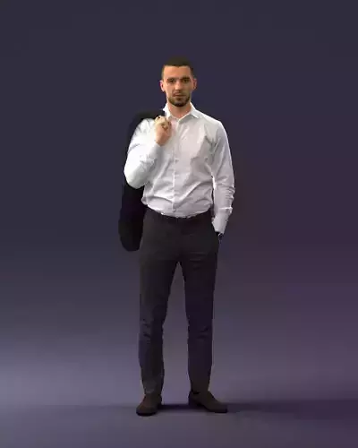 Businessman holds jacket 0116-3 3D Print Ready 3D print model