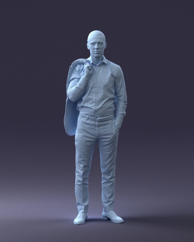 000243 Man in White Shirt with Jacket Over Shoulder 0116 3dp 3D print model_1