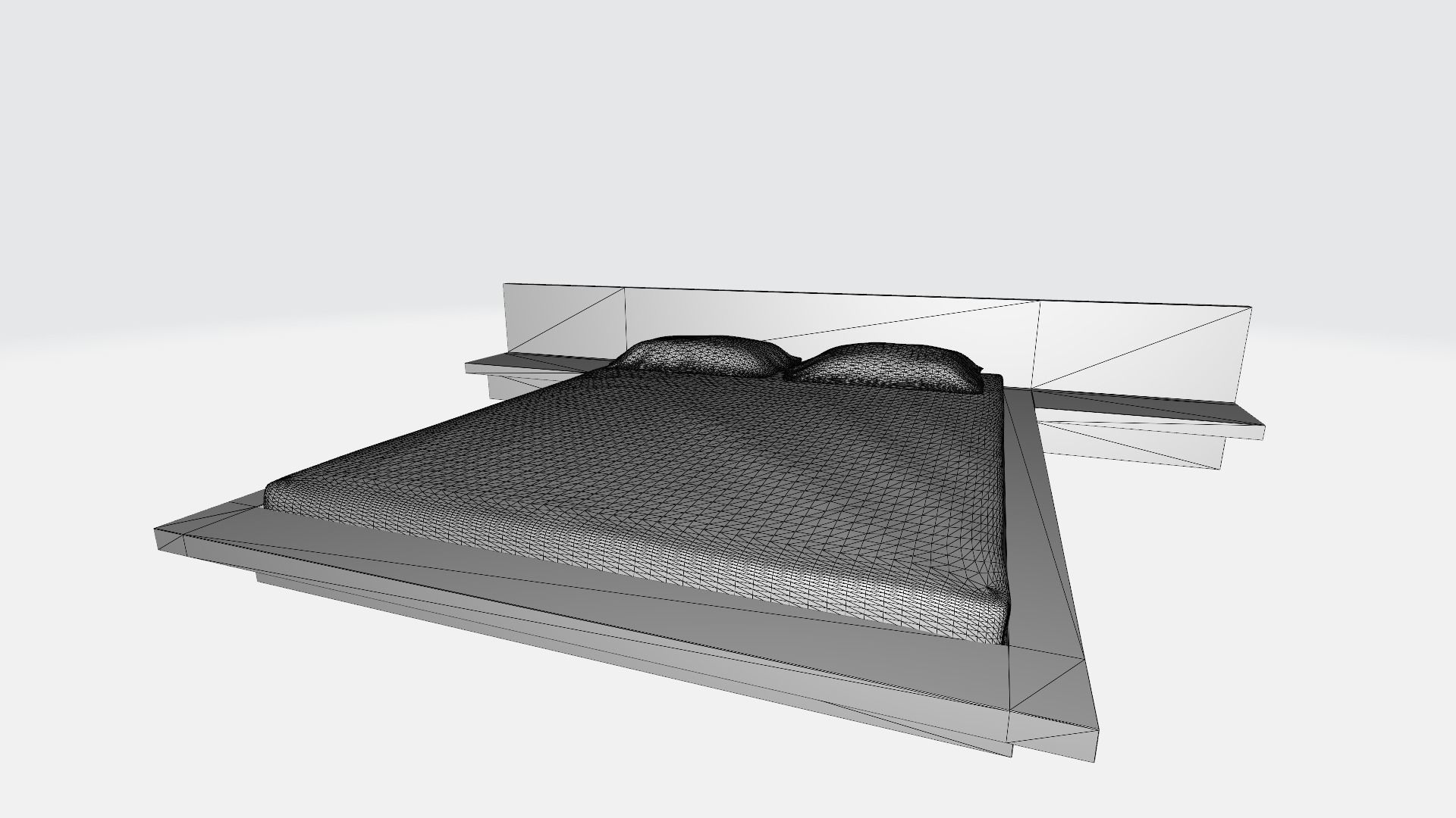 Large modern bed 3D model_1