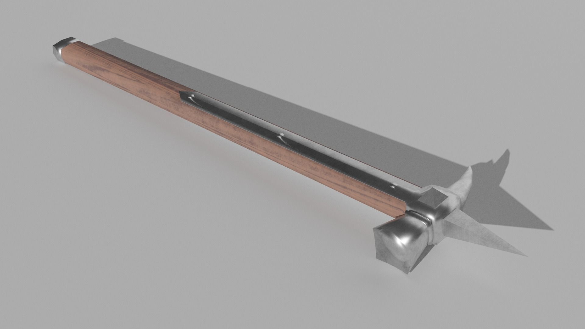 Warhammer wooden hammer with metal handle Low-poly 3D model_5