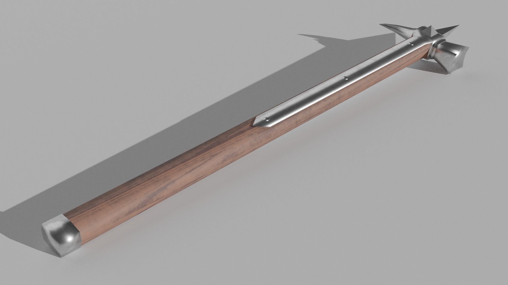 Warhammer wooden hammer with metal handle Low-poly 3D model_4