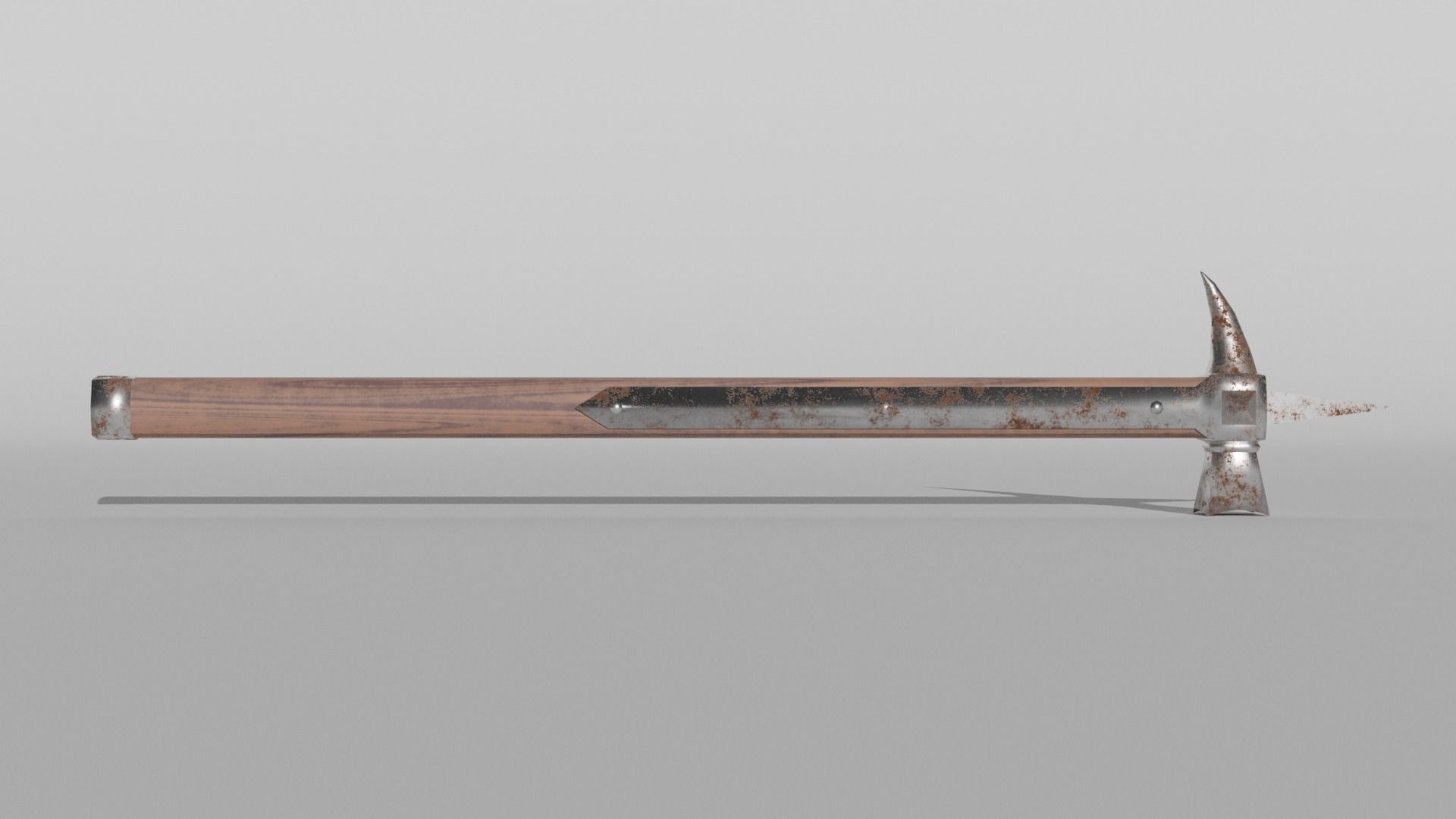 Warhammer wooden hammer with metal handle Low-poly 3D model_3