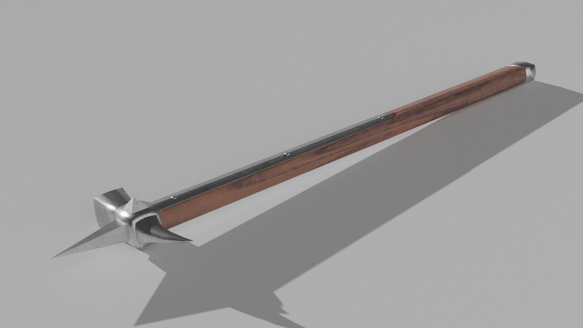 Warhammer wooden hammer with metal handle Low-poly 3D model_6