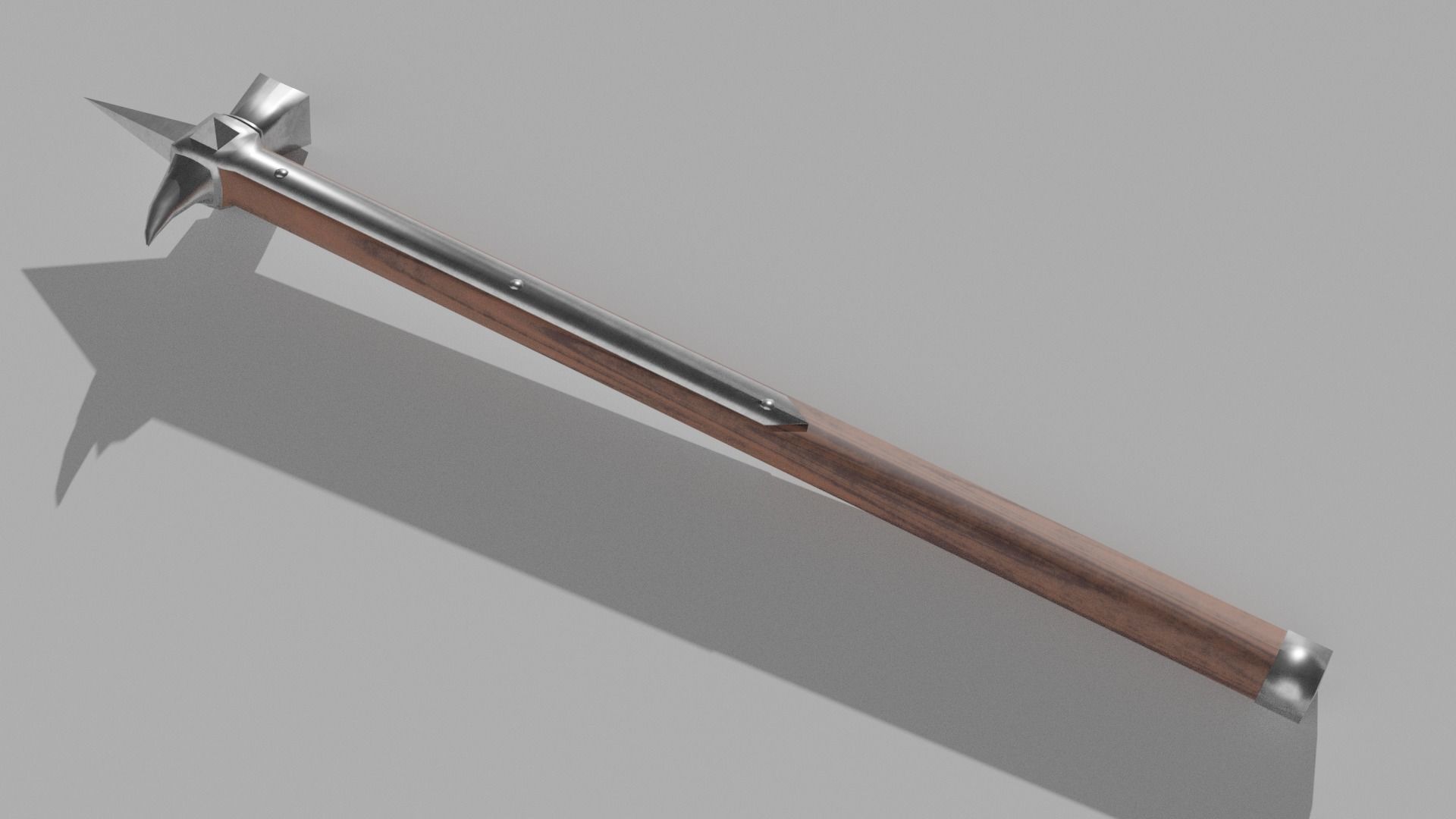 Warhammer wooden hammer with metal handle Low-poly 3D model_7