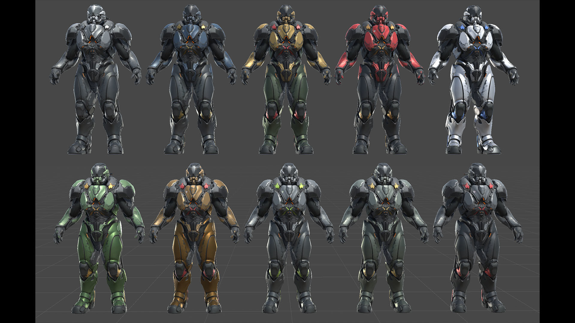 Sci-Fi Heavy Armored Soldier Character with PBR materials Low-poly 3D model_18