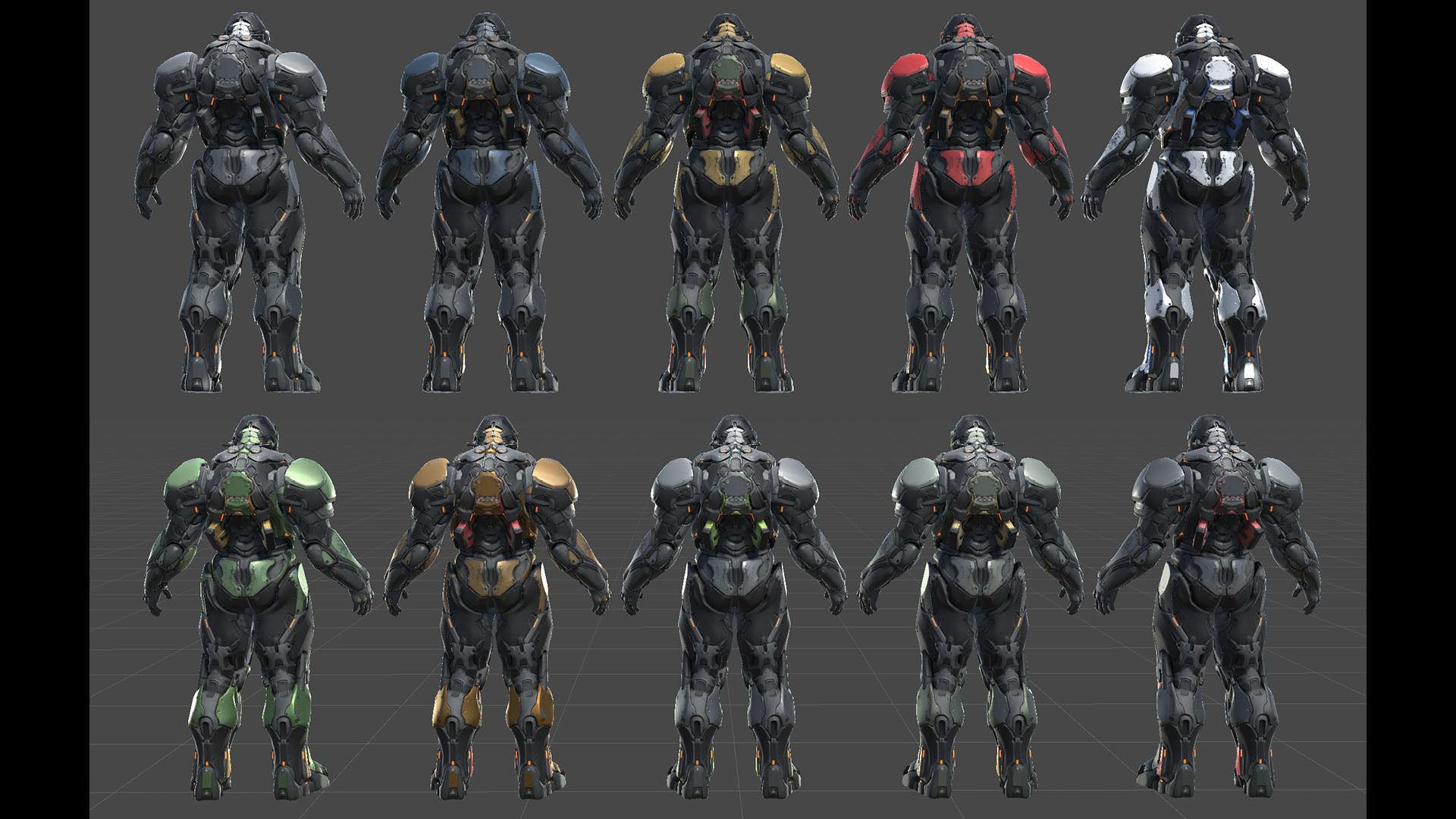 Sci-Fi Heavy Armored Soldier Character with PBR materials Low-poly 3D model_22