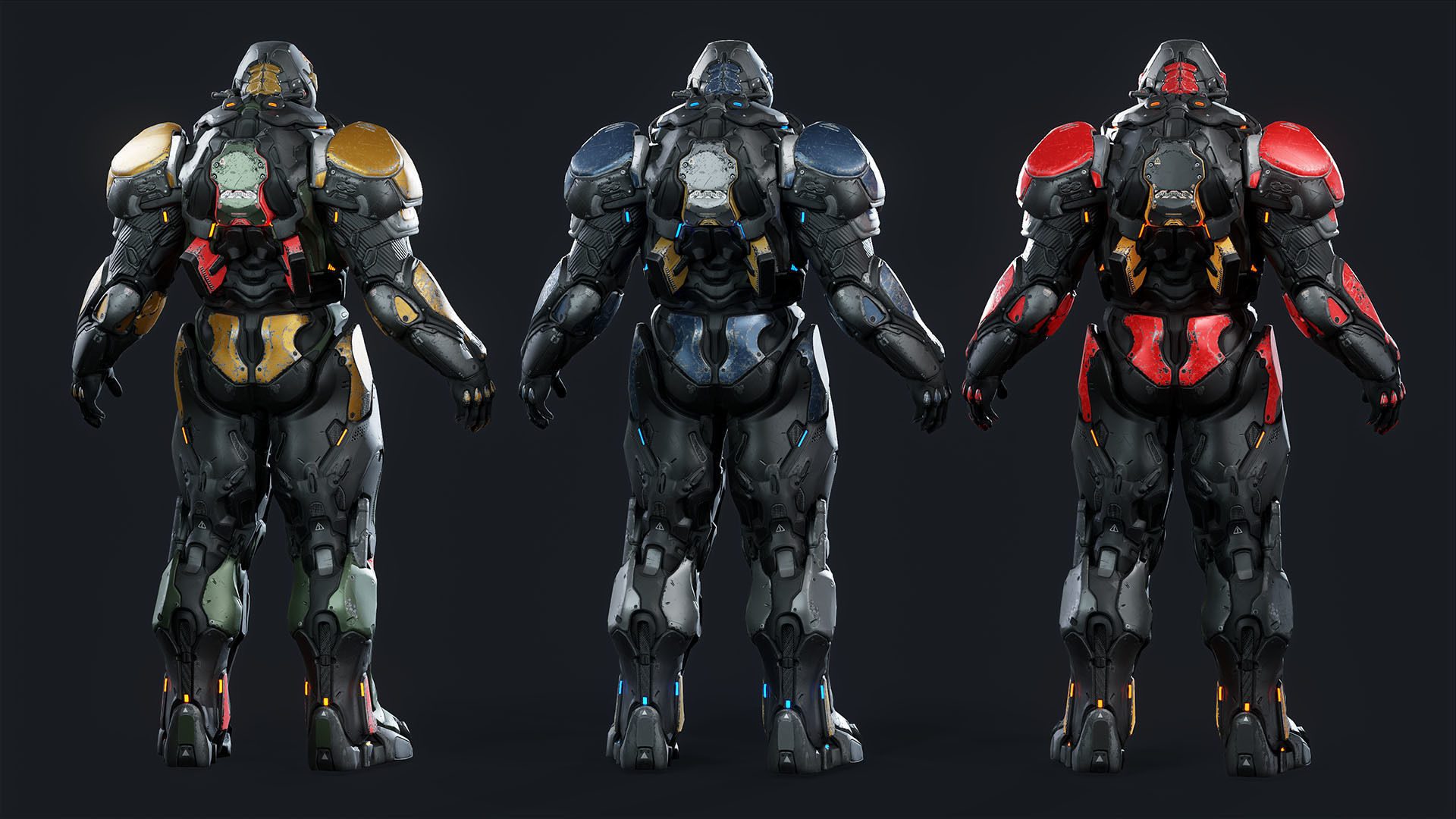 Sci-Fi Heavy Armored Soldier Character with PBR materials Low-poly 3D model_12