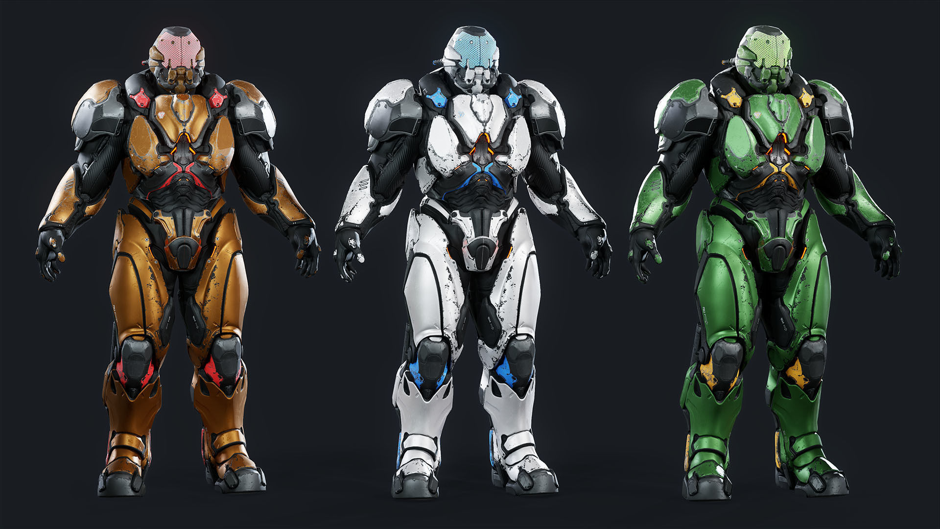 Sci-Fi Heavy Armored Soldier Character with PBR materials Low-poly 3D model_15