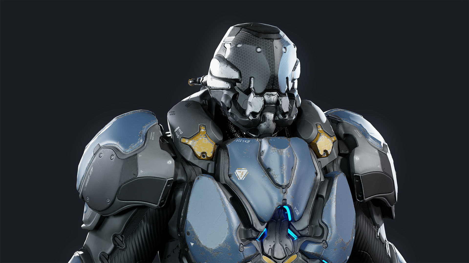 Sci-Fi Heavy Armored Soldier Character with PBR materials Low-poly 3D model_17