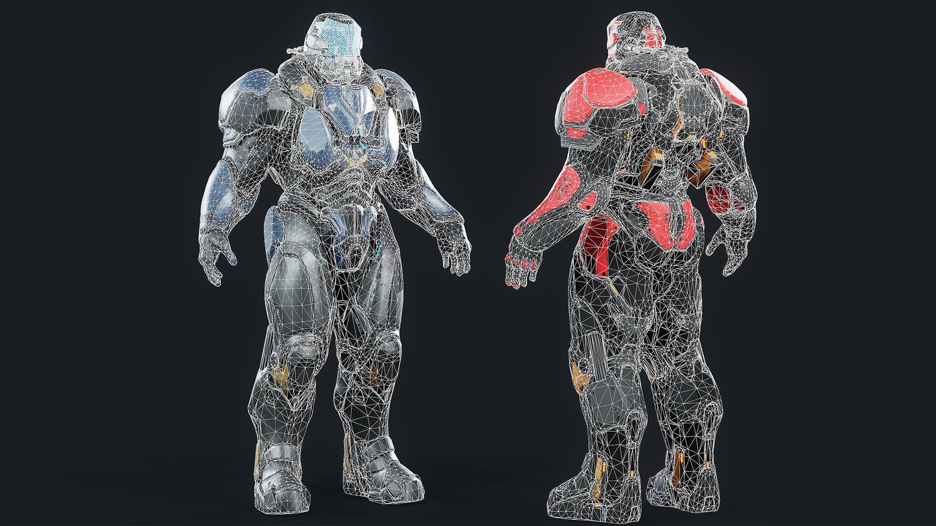 Sci-Fi Heavy Armored Soldier Character with PBR materials Low-poly 3D model_32
