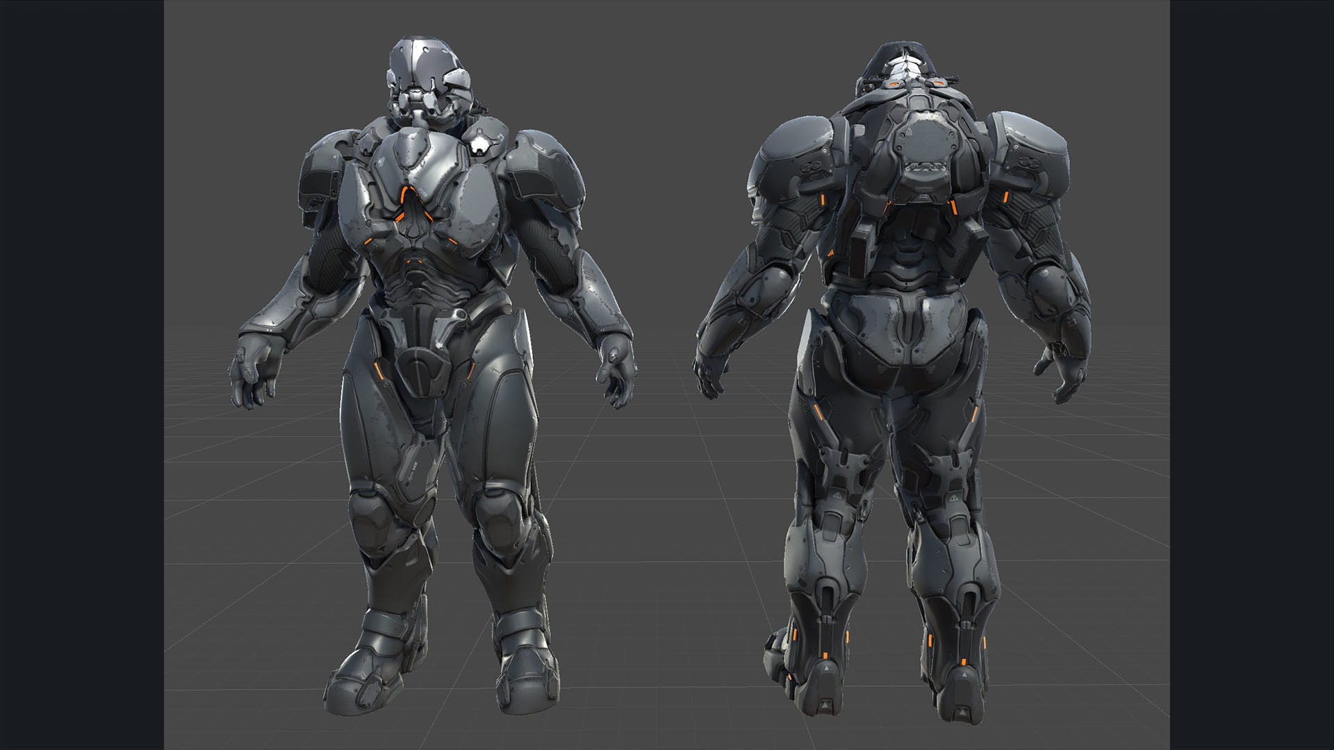 Sci-Fi Heavy Armored Soldier Character with PBR materials Low-poly 3D model_31